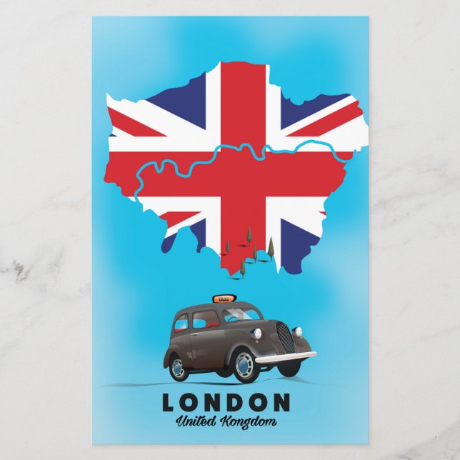 Affiche de voyage carte illustrée de Londres (Devant)