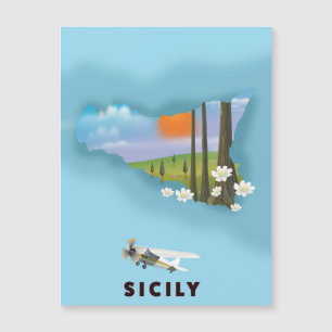 Affiche de voyage carte illustrée de Sicile