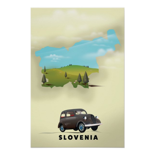 Affiche de voyage carte illustrée de Slovénie (Devant)