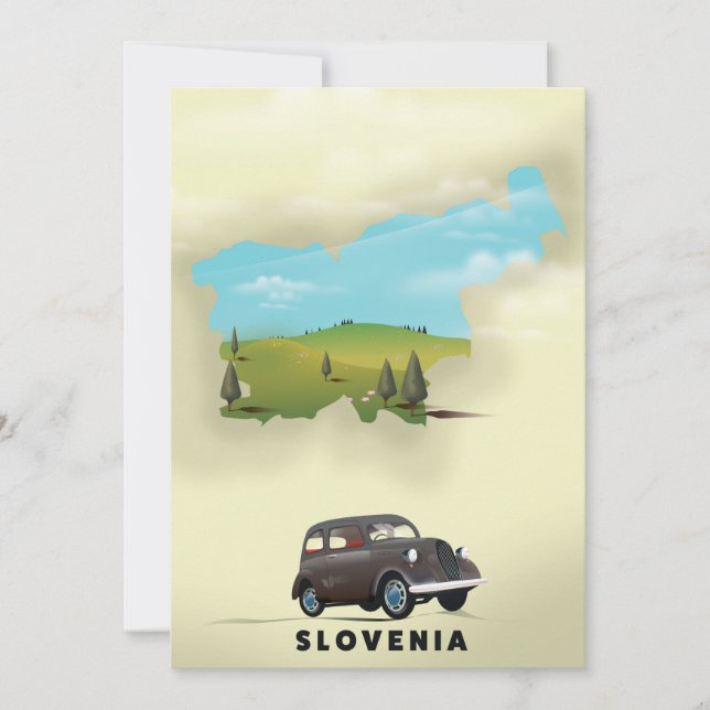 Affiche de voyage carte illustrée de Slovénie (Devant)