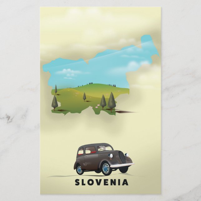 Affiche de voyage carte illustrée de Slovénie (Devant)