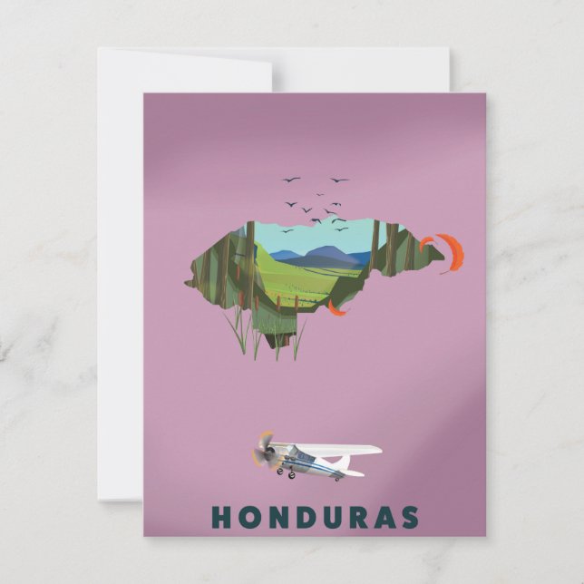 Affiche de voyage carte illustrée du Honduras (Devant)