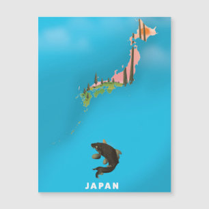Affiche de voyage carte illustrée du Japon.