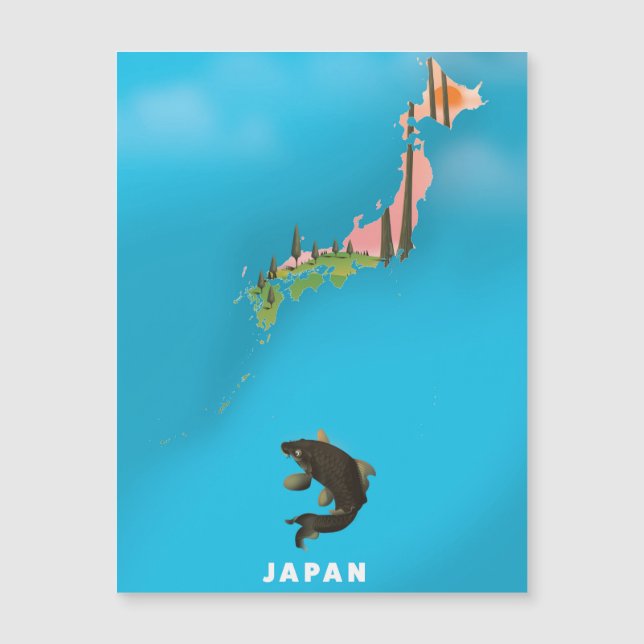 Affiche de voyage carte illustrée du Japon. (Devant)