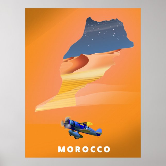 Affiche de voyage carte illustrée du Maroc impress (Devant)