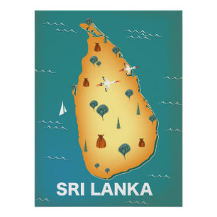 Affiche de voyage carte Sri Lanka