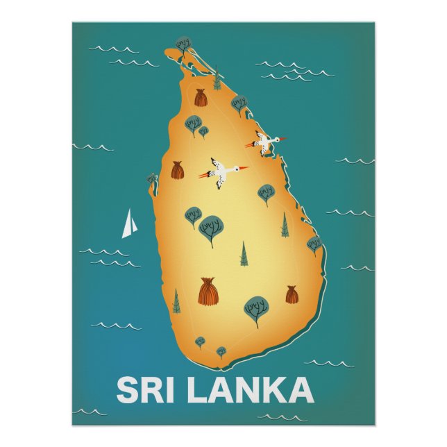 Affiche de voyage carte Sri Lanka (Devant)