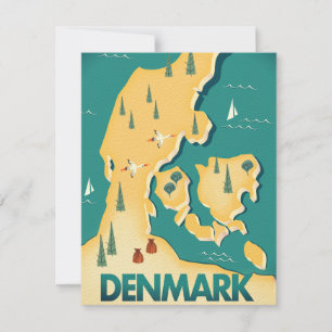 Affiche de voyage carte vintage Danemark