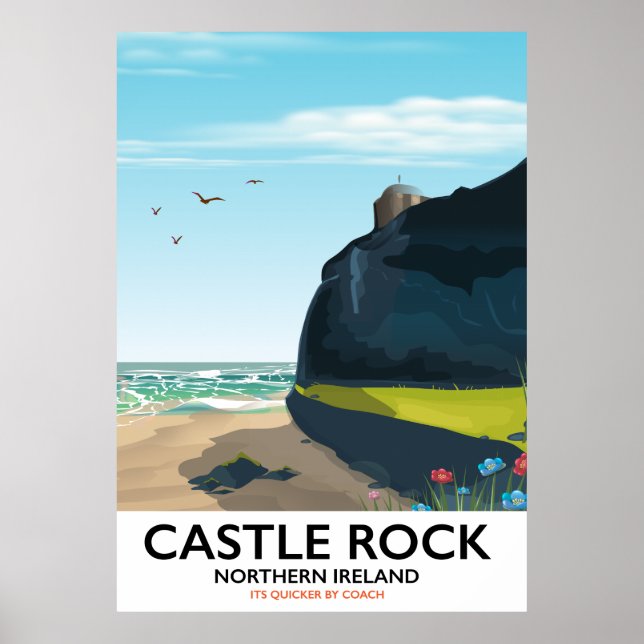 affiche de voyage castle rock irlande du nord. (Devant)