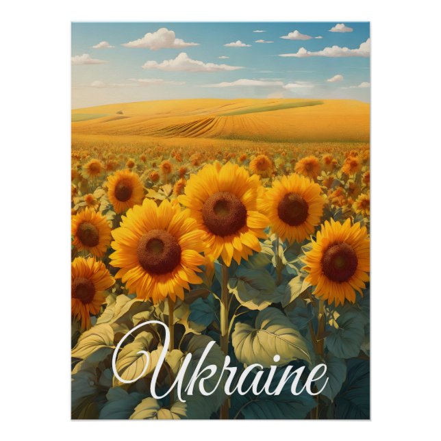 Affiche de voyage champ de tournesol d'Ukraine (Devant)