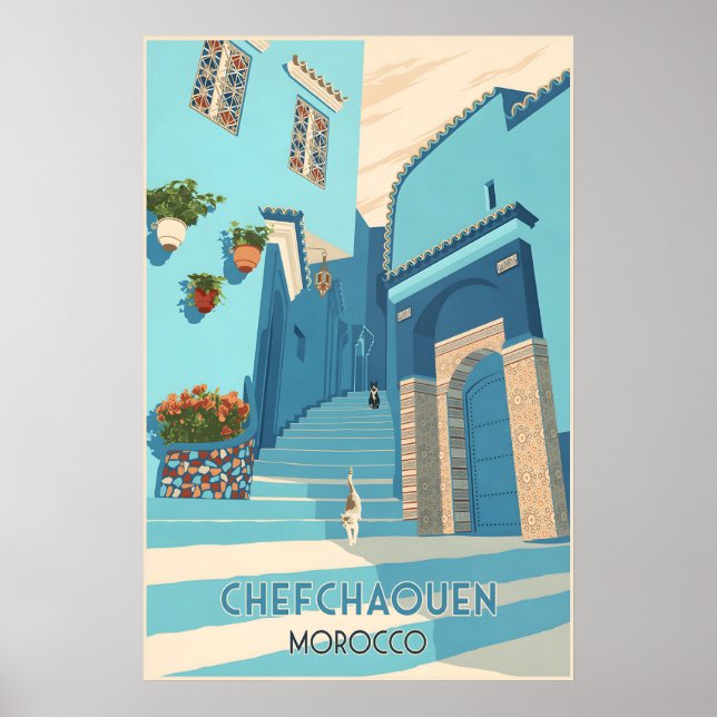 Affiche de voyage Chefchaouen Maroc (Devant)