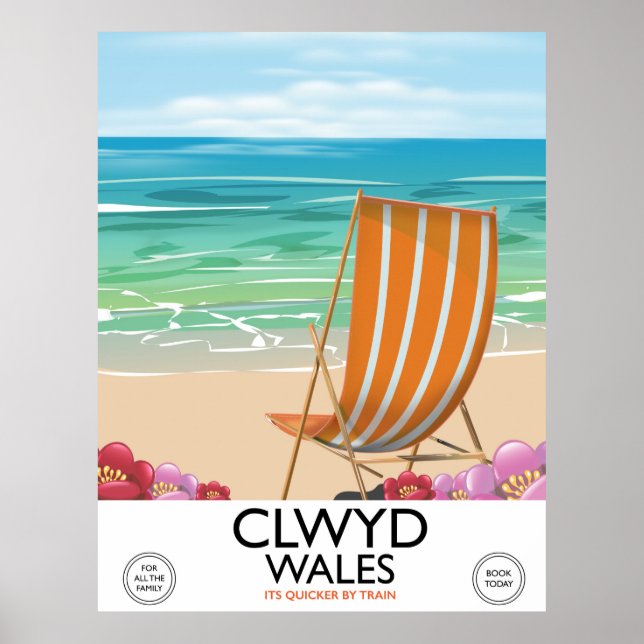 Affiche de voyage Clwyd Pays de Galles bord de mer (Devant)