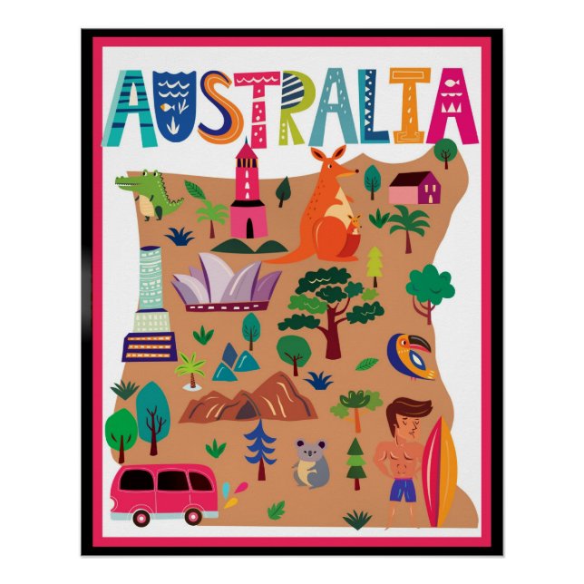 affiche de voyage colorée Australie (Devant)
