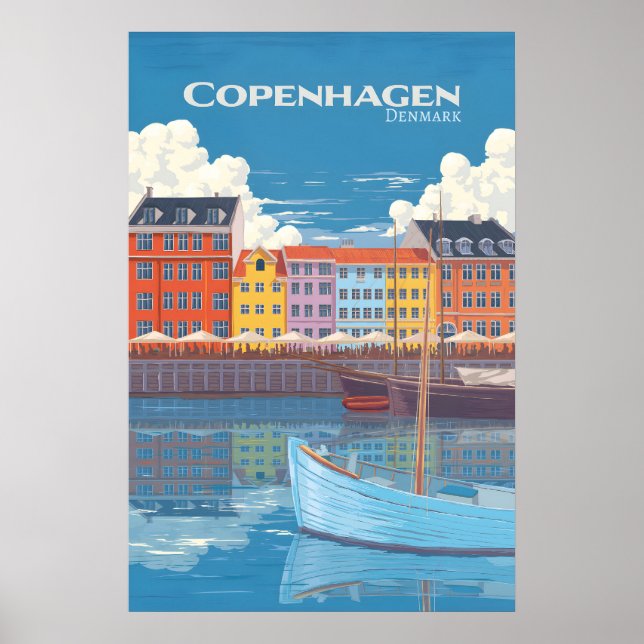 Affiche de voyage Copenhague Danemark (Devant)