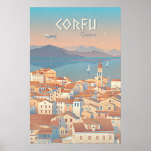 Affiche de voyage Corfou Grèce