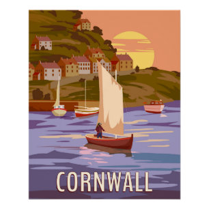 Affiche de voyage Cornwall, Angleterre Vintage
