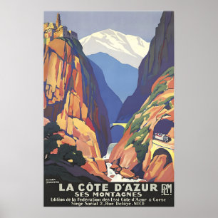 Affiche de voyage Côte d'Azur Art France Riviera f
