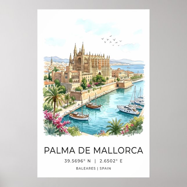 Affiche de voyage côtière Art mural de Palma De Ma (Devant)