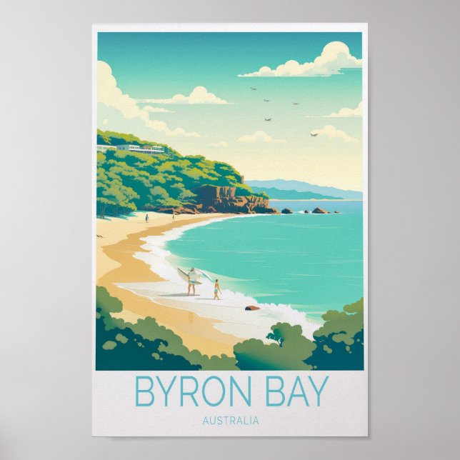 Affiche de voyage côtière de Byron Bay (Devant)