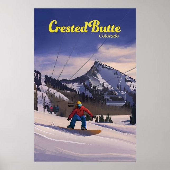 Affiche de voyage Crested Butte Colorado Snowboard (Devant)
