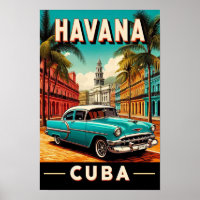 Affiche de voyage Cuba vintage