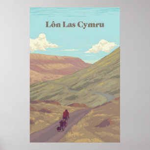 Affiche de voyage cycliste Lon Las Cymru