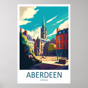 Affiche de voyage d'Aberdeen Angleterre Vintage Sk