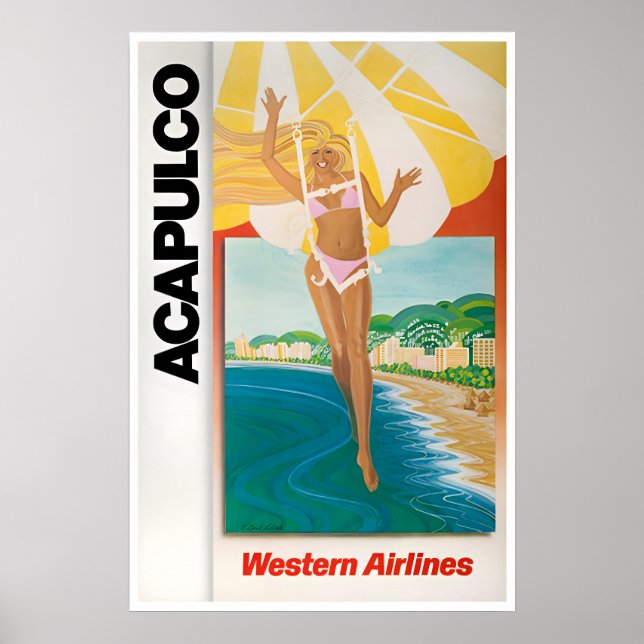 Affiche de voyage d'Acapulco Art Western Airlines  (Devant)