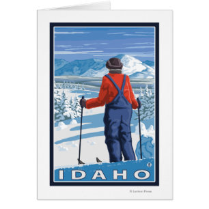 Affiche de voyage d'AdmiringIdahoVintage de skieur