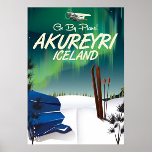 Affiche de voyage d'Akureyri Islande