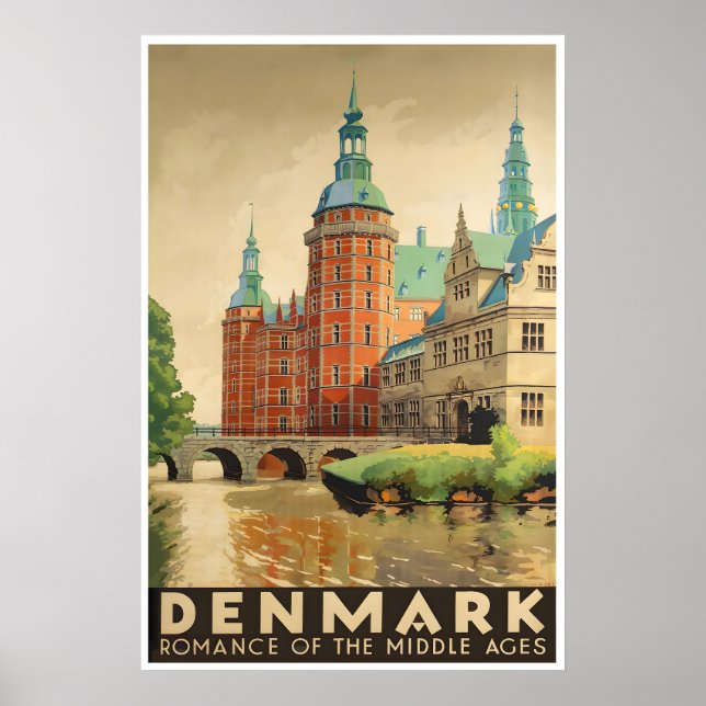 Affiche de voyage Danemark Rétro Impression d'art  (Devant)