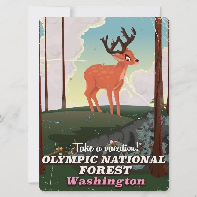 Affiche de voyage dans la forêt nationale Olympiqu (Devant)