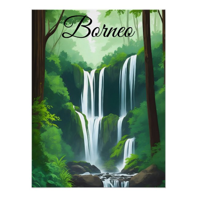 Affiche de voyage dans la forêt tropicale de Borné (Devant)