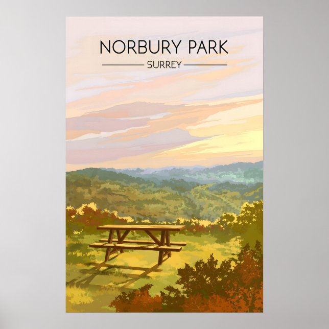 Affiche de voyage dans le parc de Norbury Surrey (Devant)