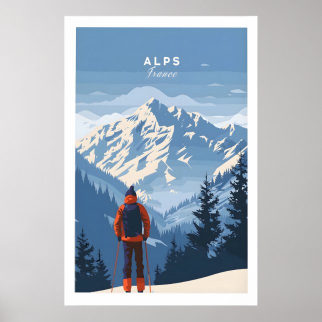 Affiche de voyage dans les Alpes - France 1 (Devant)