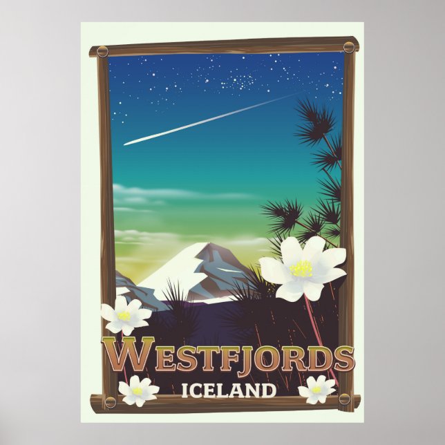 Affiche de voyage dans les fjords de l'Ouest de l' (Devant)