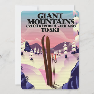 Affiche de voyage dans les monts Géants Pologne.