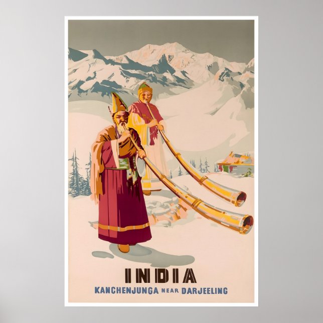 Affiche de voyage Darjeeling Art Inde Kanchenjunga (Devant)