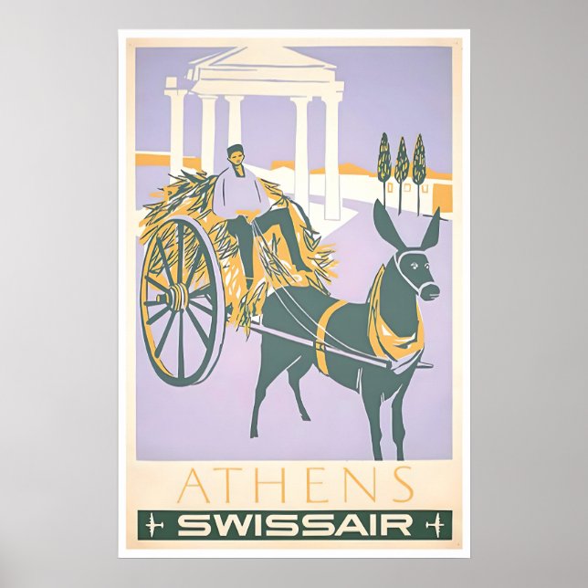 Affiche de voyage d'art Athènes Grèce Impression g (Devant)