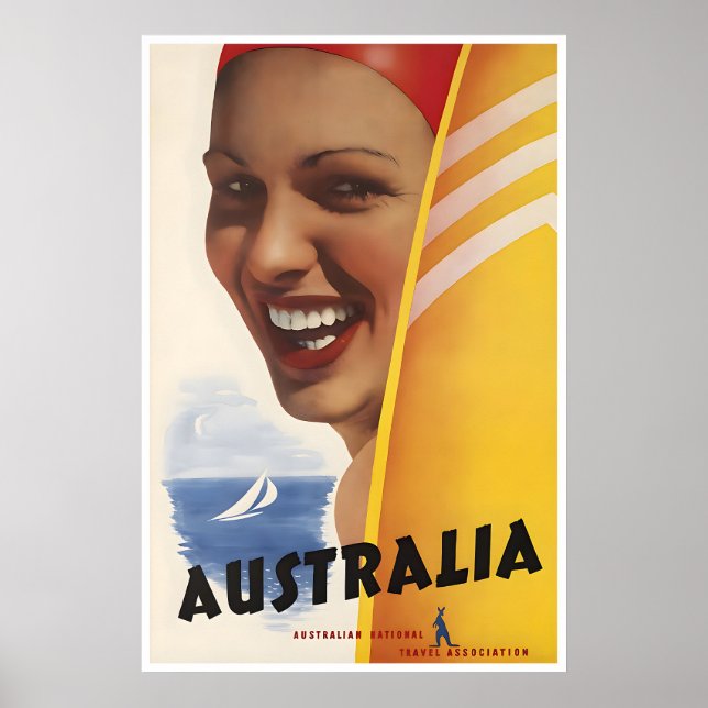 Affiche de voyage d'art de surf australien Austral (Devant)