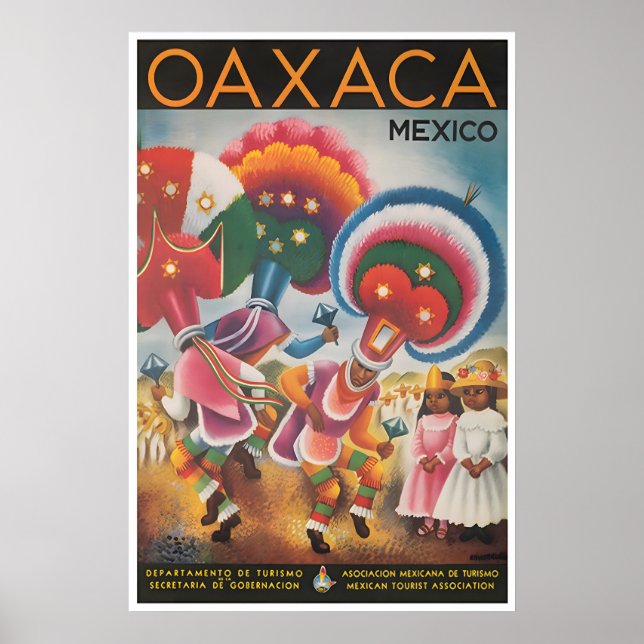 Affiche de voyage d'art d'Oaxaca au Mexique Danse  (Devant)