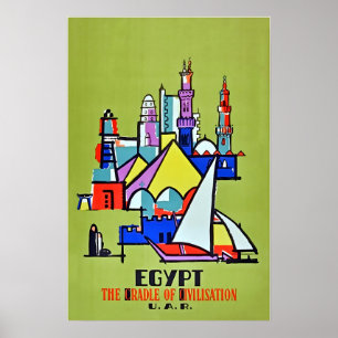 Affiche de voyage d'art égyptien Impression égypti