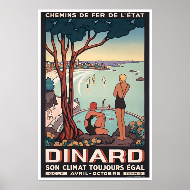 Affiche de voyage d'art français de Dinard France (Devant)