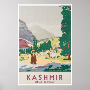Affiche de voyage d'art indien Cachemire Inde Sign