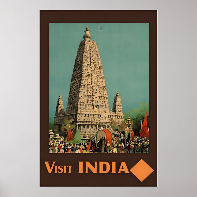 Affiche de voyage d'art indien impression temple I (Devant)