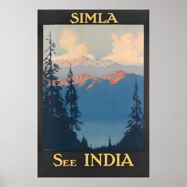 Affiche de voyage d'art indien Shimla Print Inde (Devant)