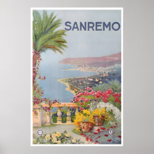 Affiche de voyage d'art italien Sanremo Italie Imp