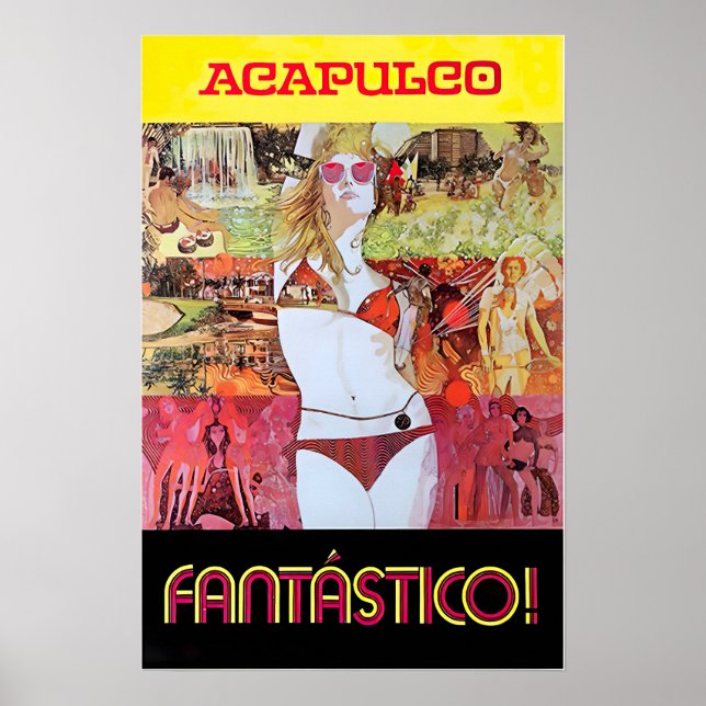 Affiche de voyage d'Art Mexicain d'Acapulco Impres (Devant)
