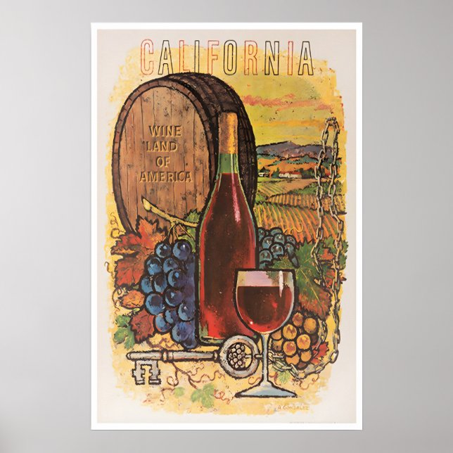 Affiche de voyage d'art vinicole de Californie Imp (Devant)