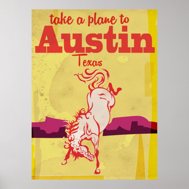Affiche de voyage d'Austin Texas vintage (Devant)